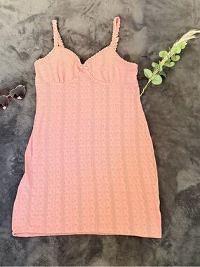 Pink Lace Knit Cotton Dress Sz XL